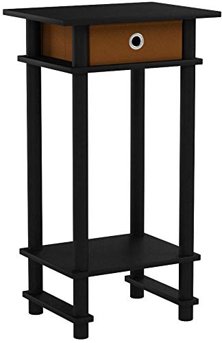 Furinno Turn-N-Tube 2-Pack Tall End Table, Side Table with Bin, Espresso/Brown