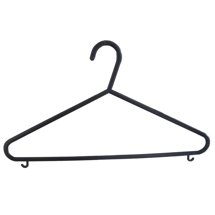 K-ONE Adult Black Coat Hangers Strong Plastic Clothes with Suit Trouser Bar and Lips (37cm Wide) (50 Pack) 50 Pack