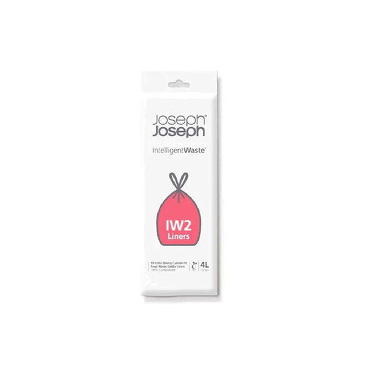 Joseph Joseph IW2 Biodegradable, Compostable Bags, Pack of 50 Food Waste Bin Liners, White, Small, 4 Litres Standard Clear 4 Lt