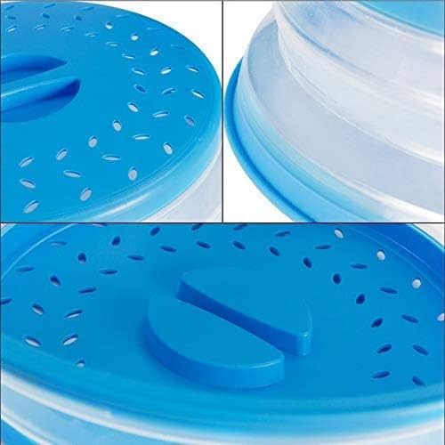 2Packs collapsiable Microwave Cover (Red+Blue) BPA Free Microwave Splatter Guard Colander Strainer for Fruit Vegetables Red+Blue