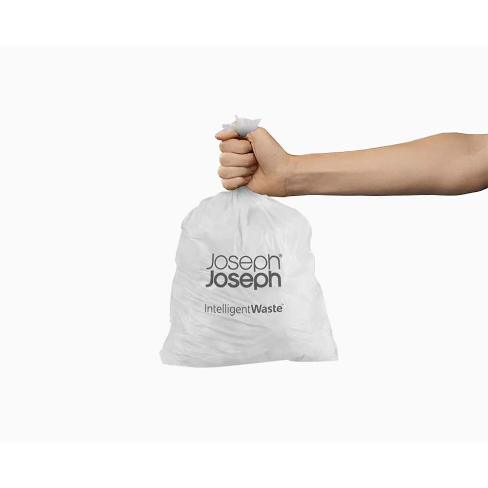 Joseph Joseph IW2 Biodegradable, Compostable Bags, Pack of 50 Food Waste Bin Liners, White, Small, 4 Litres Standard Clear 4 Lt