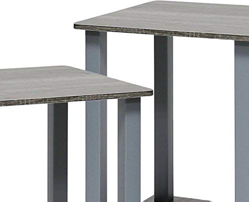 Furinno Simplistic 2-Pack End Table, Side Table, French Oak Grey/Grey, 39.6 x 39.6 cm (2-Pack) French Oak/Grey