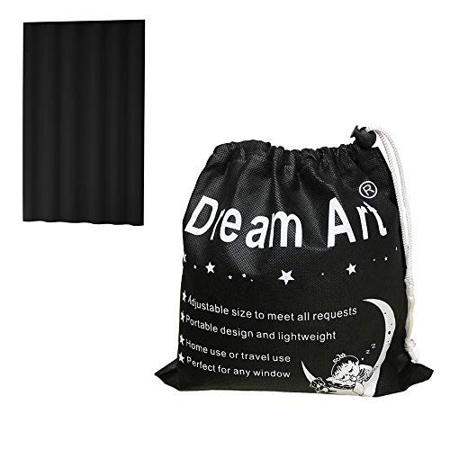 Dream Art Anywhere Portable Blackout Curtain/Adjustable Blackout Shades/Temporary Blackout Blinds with Suction Cups for Nursery,Children Kids Bedroom or Travel Use,Black,1 pc W52xL72Inch(132X183cm) Black