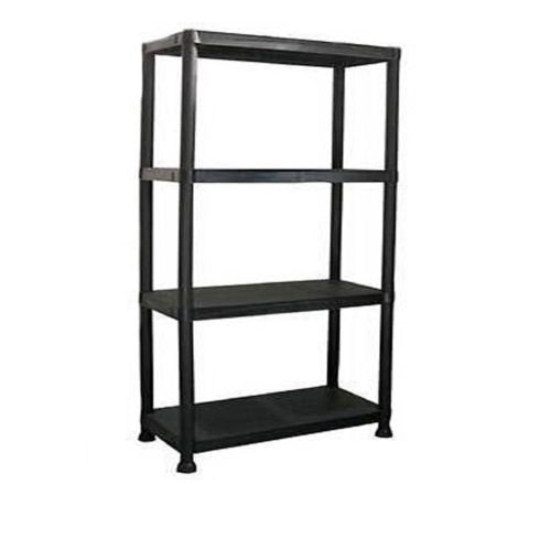 4 TIER BLACK PLASTIC GARAGE STORAGE SHELVING SHELVES STORAGE UNIT SHED SHELF