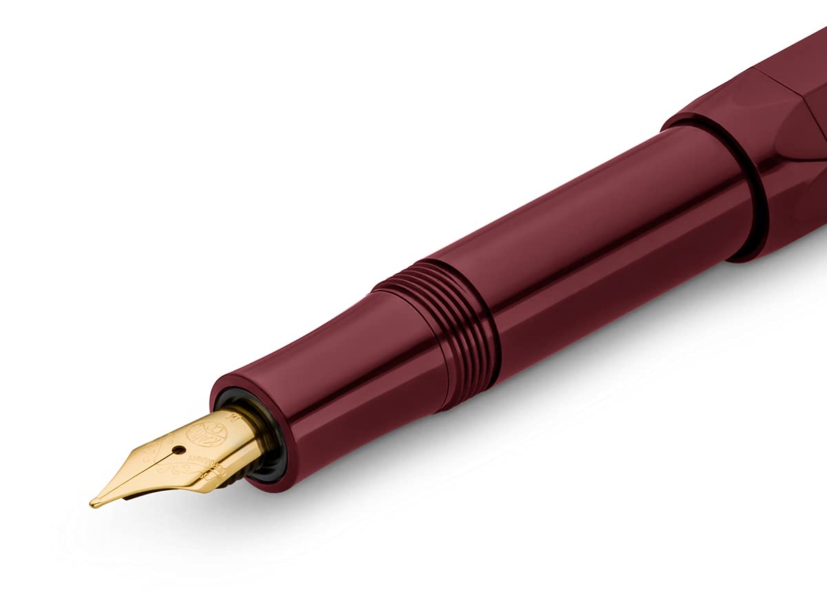 Kaweco CLASSIC SPORT Fountain Pen Bordeaux with 23 Carat Gold-Plated Steel Nib and Iridium Tip for Ink Cartridges I Sport Fountain Pen 13 cm I Nib: M (Medium) Medium