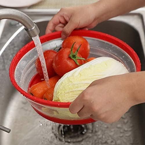 2Packs collapsiable Microwave Cover (Red+Blue) BPA Free Microwave Splatter Guard Colander Strainer for Fruit Vegetables Red+Blue