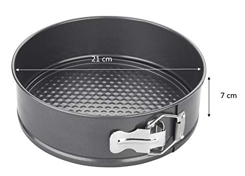 Chef Aid Non-stick Spring form Cake Tin, Round cake pan with loose base for easy release, fridge and freezer safe.,Grey,21cm 8 ¼ inch 21cm