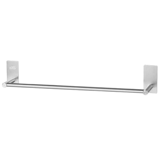 JS Towel Rail Holder Self Adhesive Towel Rack Brushed Stainless Steel Towel Bar for Bathroom Kitchen Cloths Hanger Single Rod No Drill Sliver 55cm