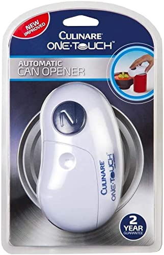 Culinare C50600 One Touch Electronic Tin Opener, White, Plastic/Stainless Steel, Automatic Can Opener, Battery Operated/Hands-Free Use/Magnetic Lid Removal, Batteries Not Included