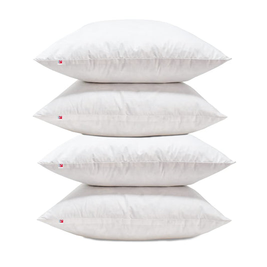 Lancashire Textiles Cushion Pads Generously Filled With Ethically Sourced Duck Feathers Encased In Pure Cambric Cotton Cover 4 Pack 18" x 18" (45cm) - 100% Downproof Cotton Cover - Made in UK 18'' x 18'' (45cm x 45cm)