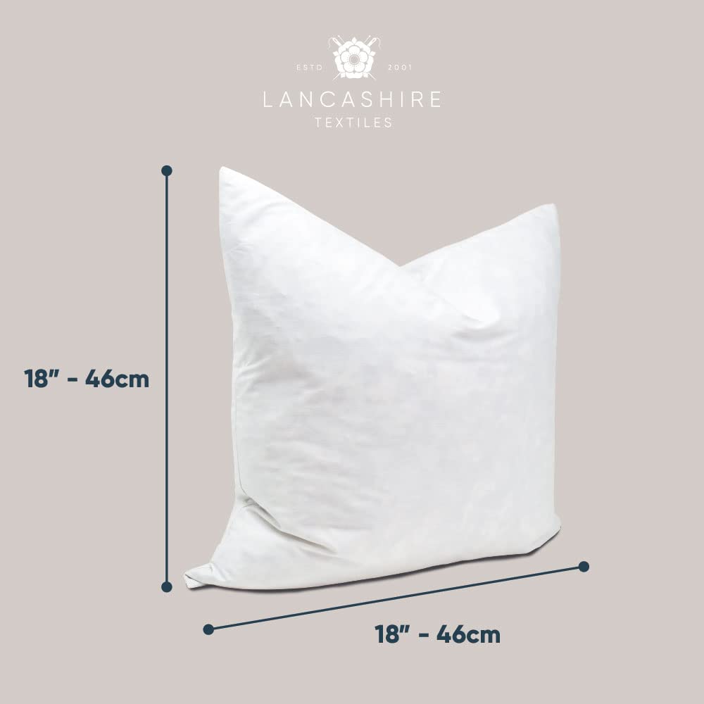 Lancashire Textiles Cushion Pads Generously Filled With Ethically Sourced Duck Feathers Encased In Pure Cambric Cotton Cover 4 Pack 18" x 18" (45cm) - 100% Downproof Cotton Cover - Made in UK 18'' x 18'' (45cm x 45cm)