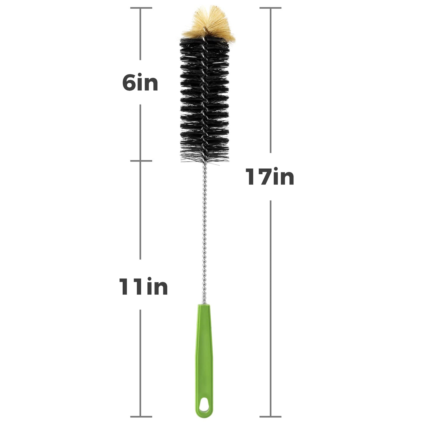 Bottle Brush,Long Bottle Cleaning Brush 17" Extra Long Brush for Washing Narrow Neck Beer, Wine,Tea Coffee Cup,Kombucha,Water Bottles,Decanter,Narrow Neck Brewing Bottles,Flexible Bendable Brushes A-black