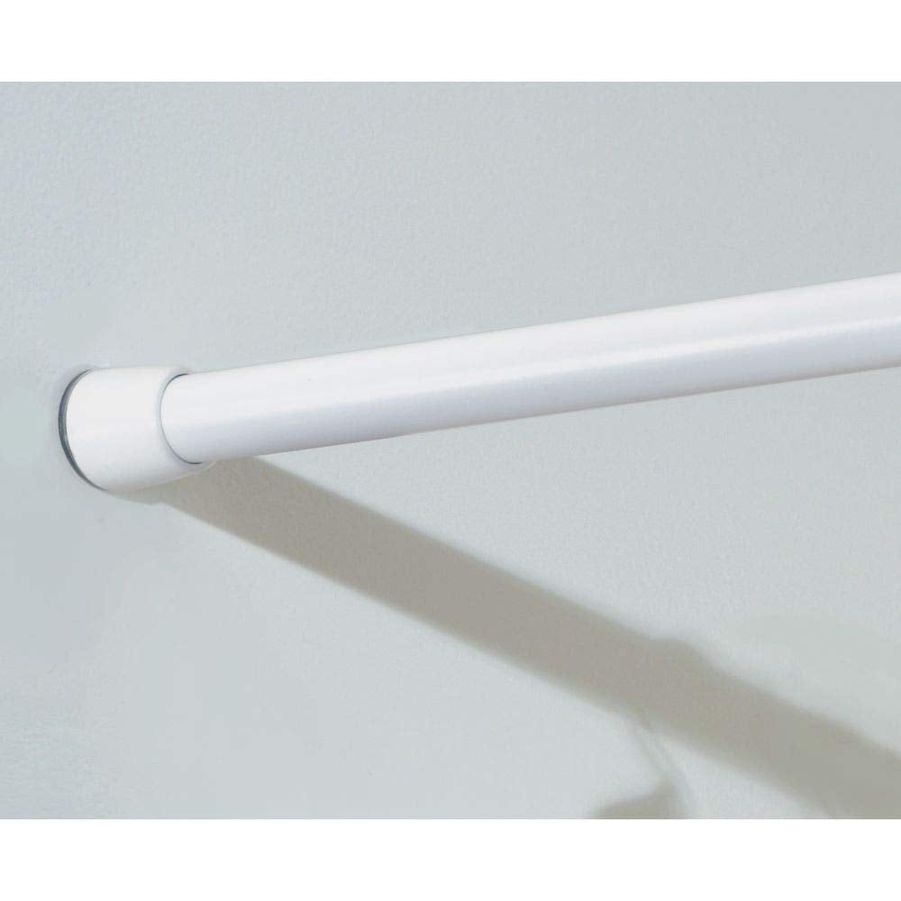 iDesign 78572 Shower Curtain Rail, Medium Length Metal Tension Rod with No Drilling, Telescopic Shower Curtain Pole for Bathroom and Shower, White, 109 - 191 cm