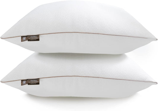 Makimoo Premium 2-Pack Bamboo Sleeping Pillow, Bed Pillow, Super Soft, Hypoallergenic, Dust-Mite Resistant with Washable Covers and Microfiber Filling Queen Size Pillow (75x48 cm) 2 Count (Pack of 1) Pack of 2