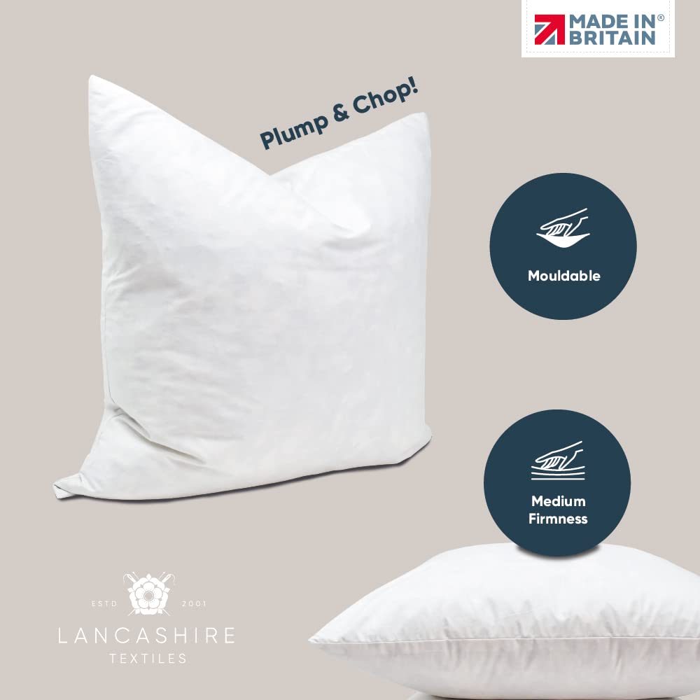 Lancashire Textiles Cushion Pads Generously Filled With Ethically Sourced Duck Feathers Encased In Pure Cambric Cotton Cover 4 Pack 18" x 18" (45cm) - 100% Downproof Cotton Cover - Made in UK 18'' x 18'' (45cm x 45cm)