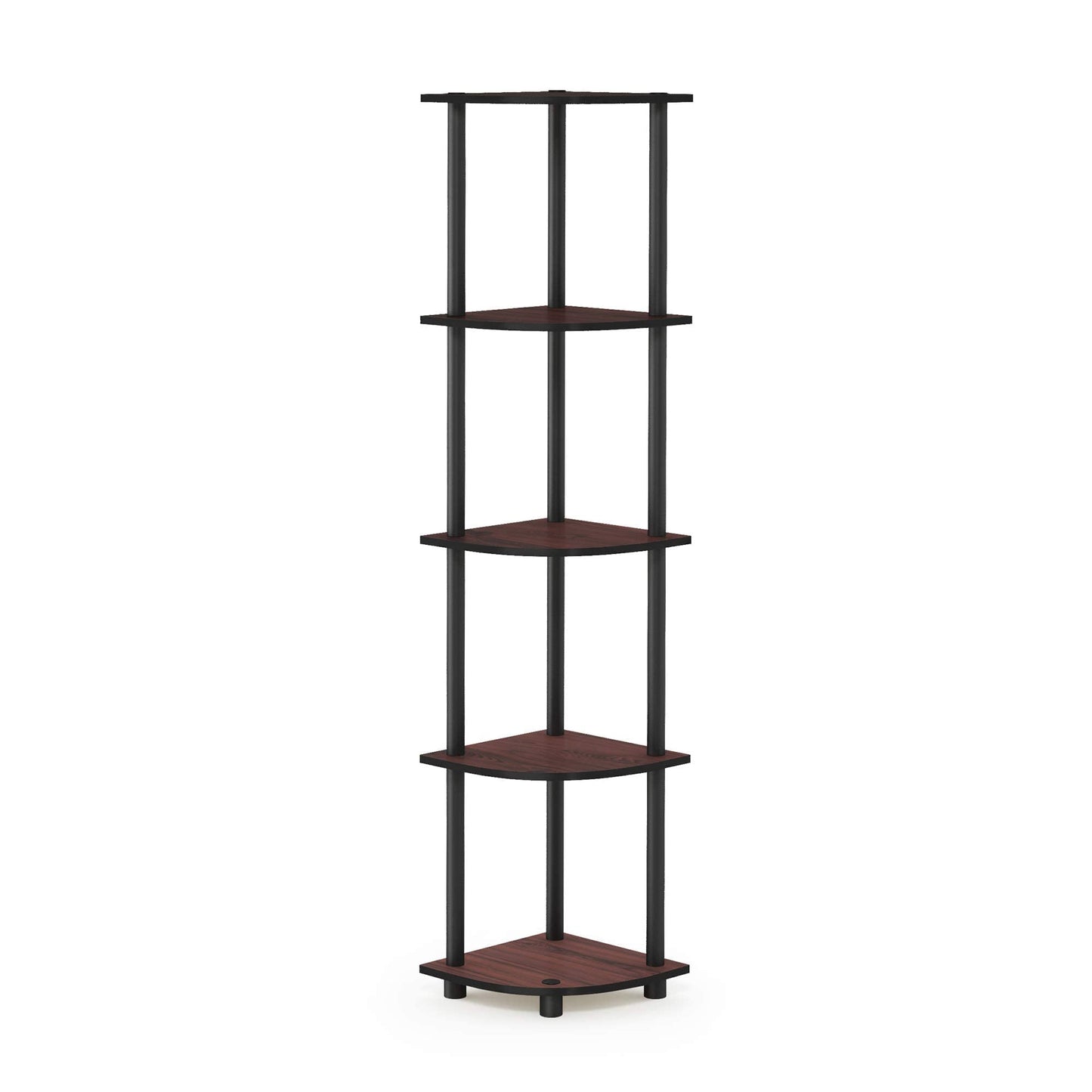 Furinno Turn-N-Tube 5 Tier Corner Display Rack Multipurpose Shelving Unit, Dark Cherry/Black 5-Tier