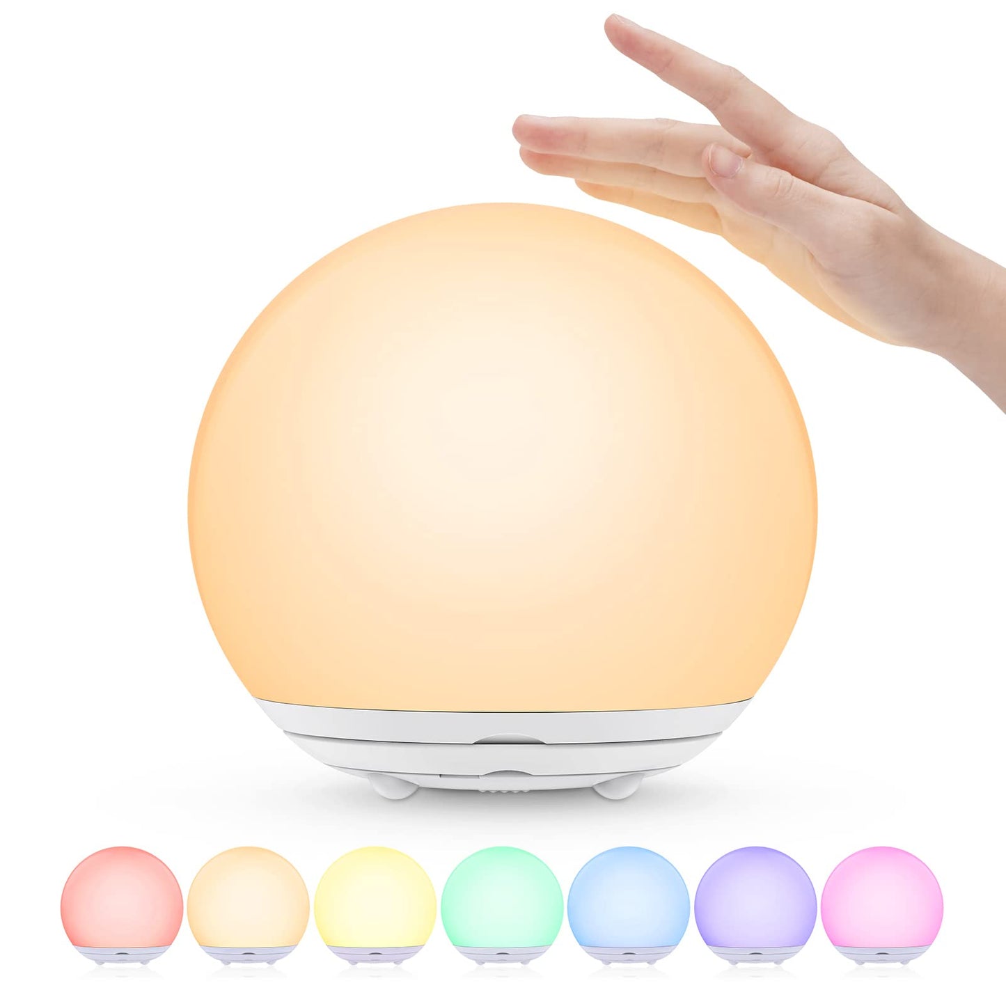 LED Night Light, Night Light for Kids, USB Rechargeable Table Lamp with Dimmable,Warm Light,7 Colors,Touch Control, 0.5/1hour Timer for Nursery, Baby,Bedroom,Camping,Gift White B