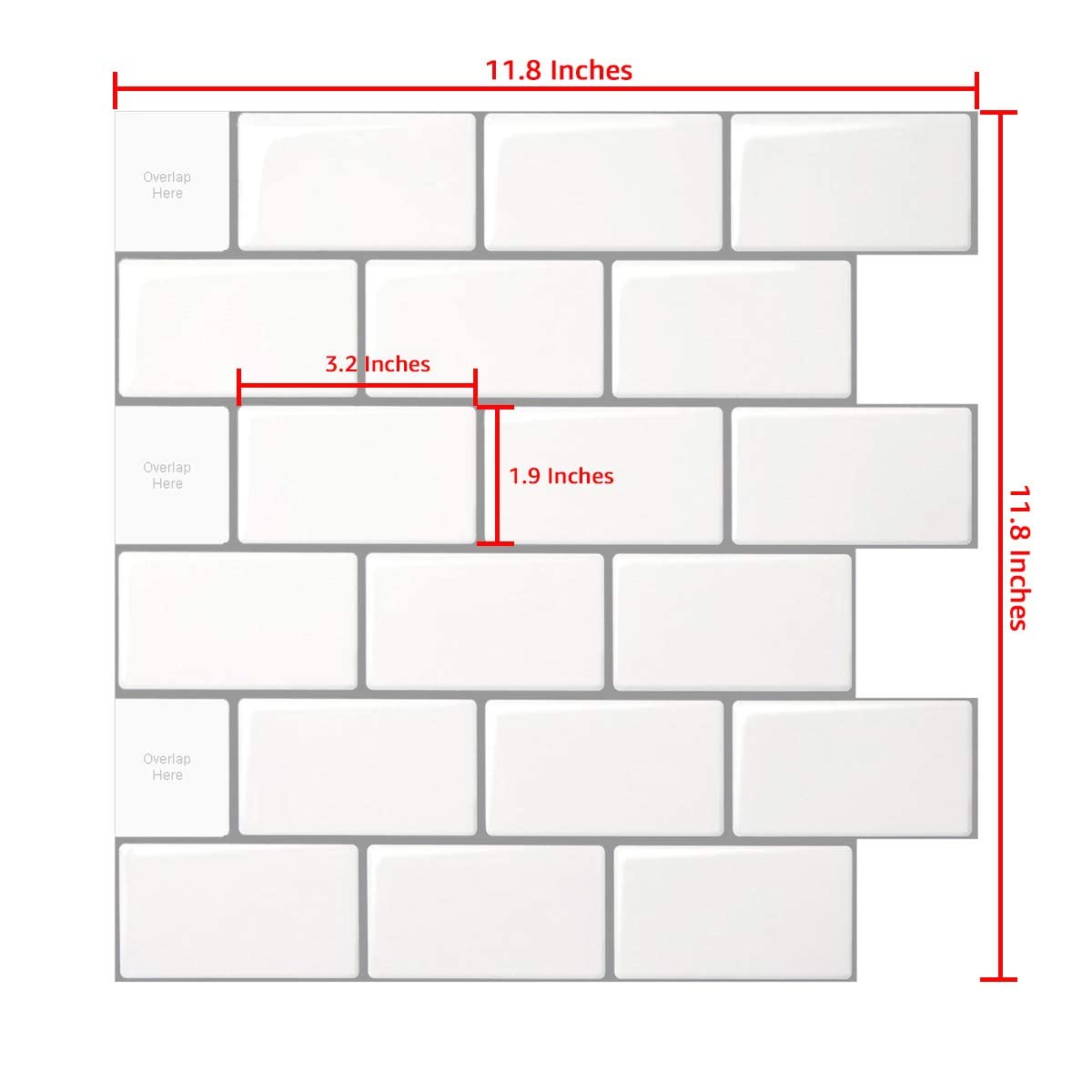 LONGKING Peel and Stick Tile for Kitchen Backsplash,Off White Subway Tile with Grey Grout 30 * 30cm (10 Pack) 1/16 in. thick Grey,white