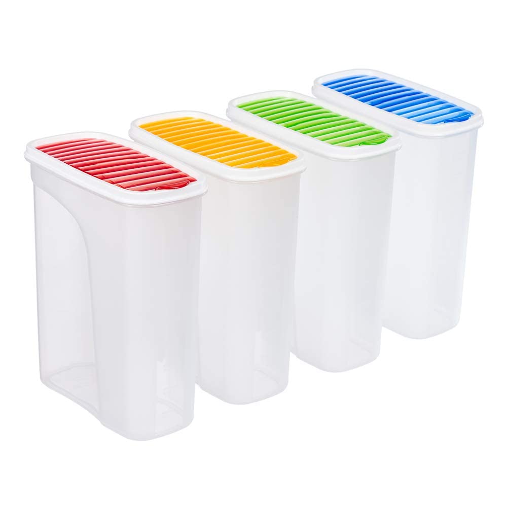 Invero 4 Piece Set of Plastic Kitchen Storage Box Dry Food Dispenser Container 2.5L with Air Tight Lid ideal for Cereals, Rice, Pasta and Much More