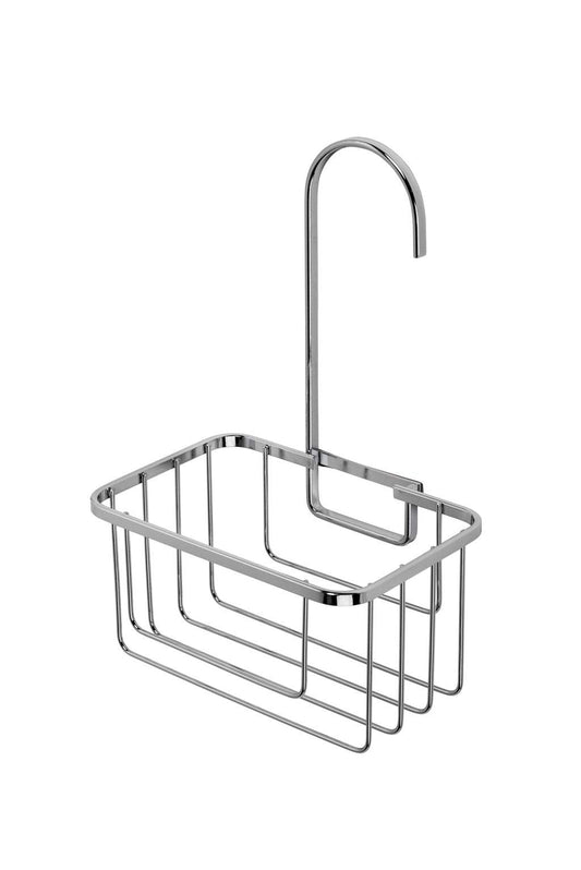 Croydex Hook Over Shower Caddy, Rust-Free Stainless Steel Bathroom Accessory, Additional Bathroom Storage, Secure Self-Adhesive Pad Included, 5-Year Rust Free Guarantee, Bathroom Storage Unit Riser Rail Hook Over Caddy