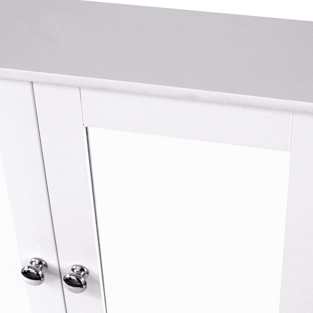 Bath Vida Bathroom Cabinet Mirrored Double Doors Wall Mounted Storage Furniture, White H 58 x W 56 x D 13 cm Approx.