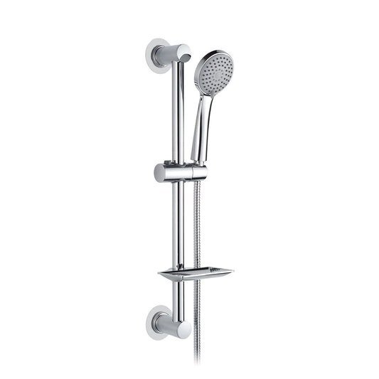 Ibergrif M20903-1 Shower Riser Rail, Nail-Free Shower Slide Bar with Shower Head,170CM Shower Hose,Shower Head Holder and Soap Dish, Adjustable Shower Height Bracket for Bathroom,Silver No Drilling