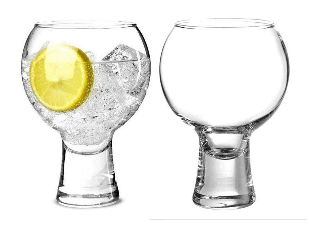 Durobor Ikonic Like Alternato Set of 2 Gin Glasses, Short Stem Glasses 19oz 540ml | Balloon Gin Spanish Copa