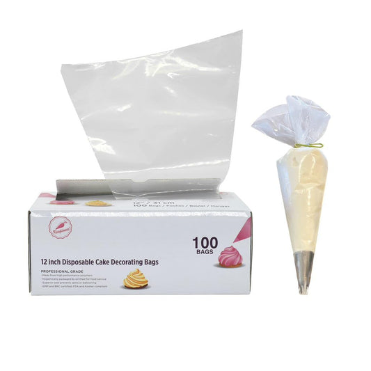 Keenpioneer Disposable Cake Decorating and Pastry Bags with Dispenser (12 inch, 100 Bags) 12 inch