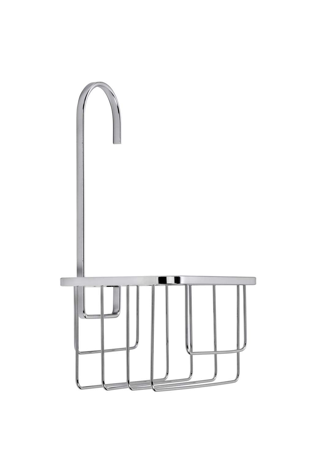 Croydex Hook Over Shower Caddy, Rust-Free Stainless Steel Bathroom Accessory, Additional Bathroom Storage, Secure Self-Adhesive Pad Included, 5-Year Rust Free Guarantee, Bathroom Storage Unit Riser Rail Hook Over Caddy