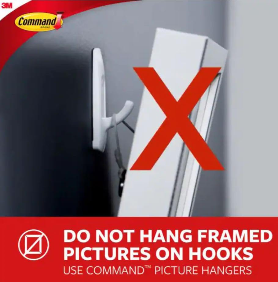 Command PH206-14NA Picture hanger strip pack, Holds 16 lbs White Large, 14 Pairs USA Import & marketplace seller repack