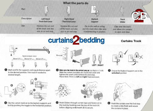 C2B 500cm Plastic Curtain Track - Strong, Bendable Track, (196") Bay & Straight Windows - Wall & Ceiling Mounted, Parts for 3 Tracks.- Easily Cut Down - Use Pencil Pleat, Pinch Pleat, Shower Curtain