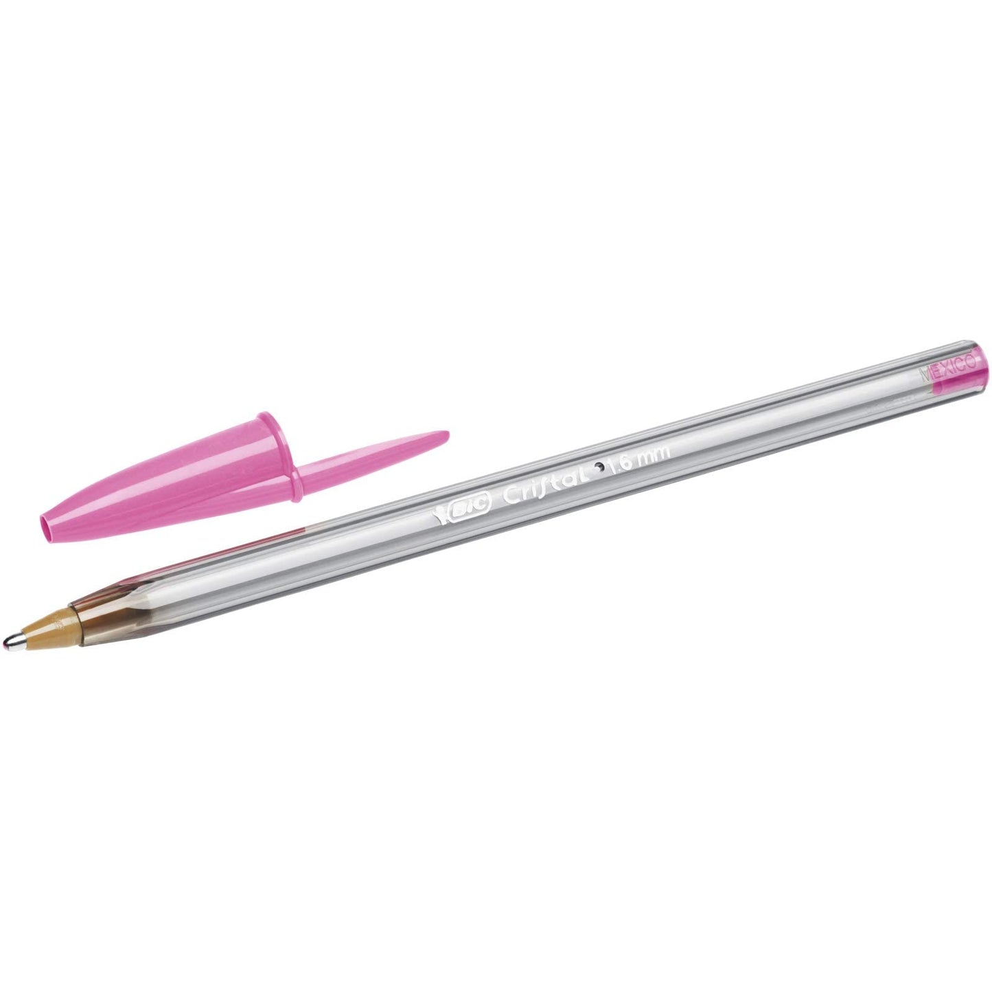 BIC Cristal Fun Ballpoint Pens, Pink Ink Smudge-Proof Writing Pens and Wide Point (1.6mm), Pack of 20