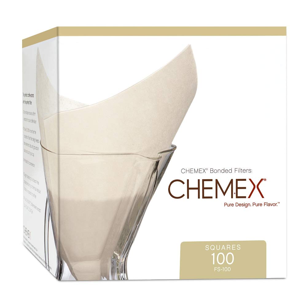 Chemex FS-100 Coffee Filters with 100-Chemex Bonded Filter Squares Square