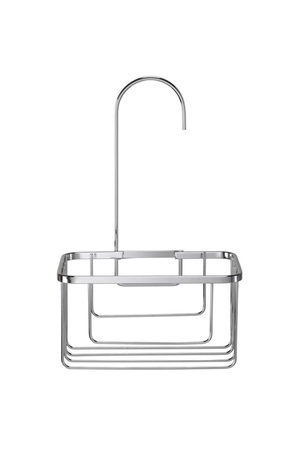 Croydex Hook Over Shower Caddy, Rust-Free Stainless Steel Bathroom Accessory, Additional Bathroom Storage, Secure Self-Adhesive Pad Included, 5-Year Rust Free Guarantee, Bathroom Storage Unit Riser Rail Hook Over Caddy