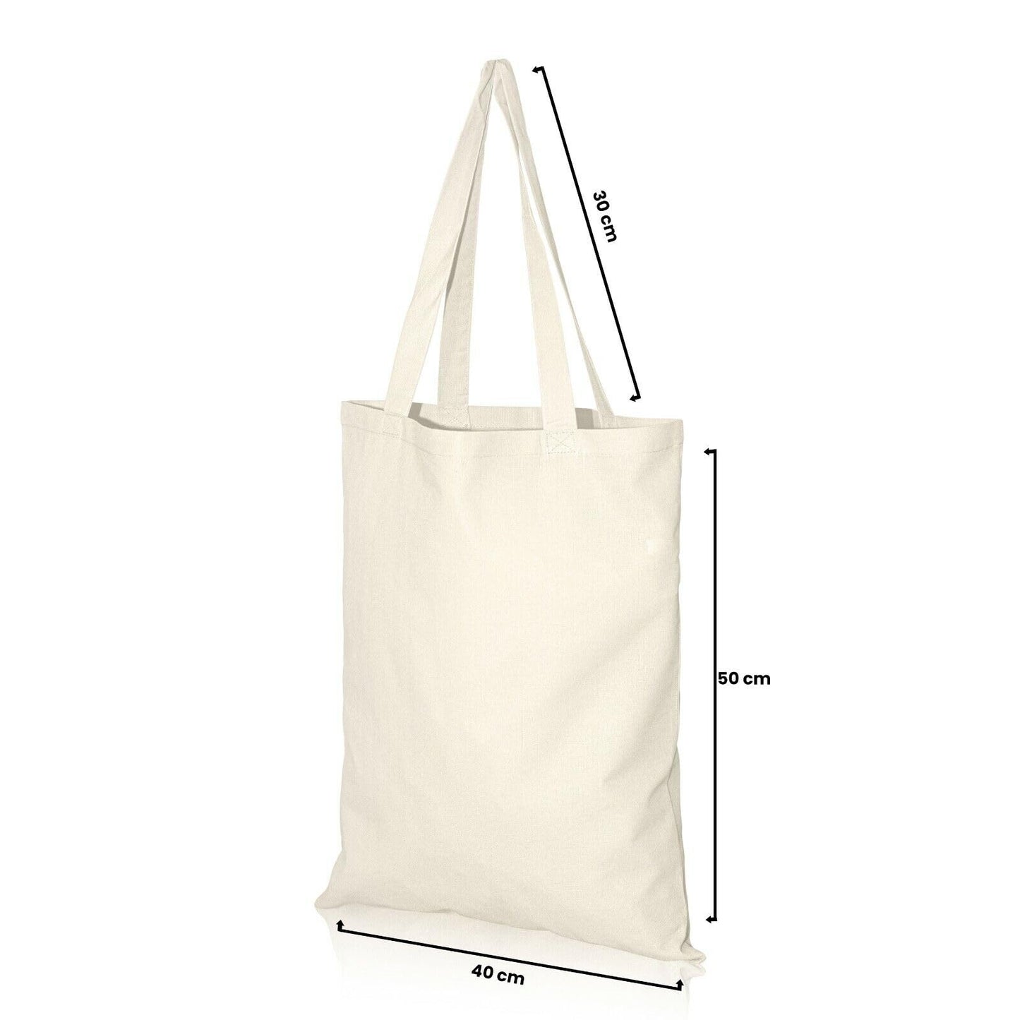 IMFAA Pack of 10 Premium Quality Long Lasting 100% Cotton Canvas Tote Reusable Shopping Bags Ideal for Printing and Embroidery in Multi-Colours Medium(40x36+60) Natural