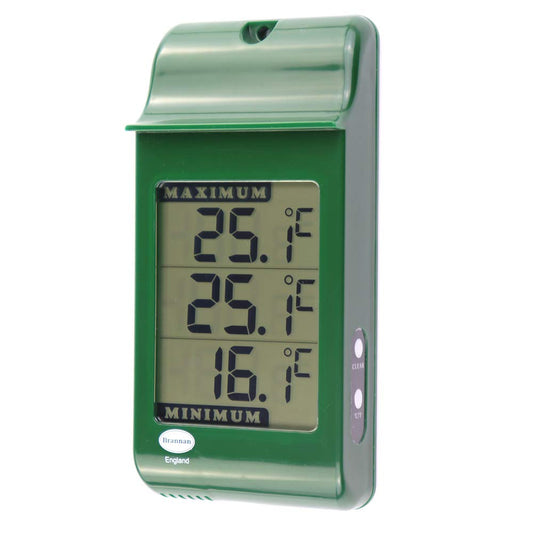 Digital Max Min Greenhouse Thermometer - Monitor Maximum and Minimum Temperatures For Use In The Garden Greenhouse or Home Indoor Outdoor Greenhouse Accessories Easily Wall Mounted