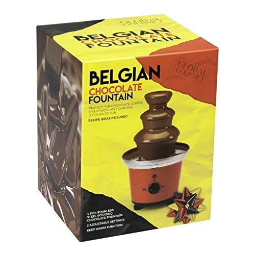 Global Gourmet Belgian Chocolate Fountain Fondue Large Set | 500ml Capacity Electric 3-Tier Machine with Hot Melting Pot Base | 2 Adjustable Settings and Keep Warm Function Standard