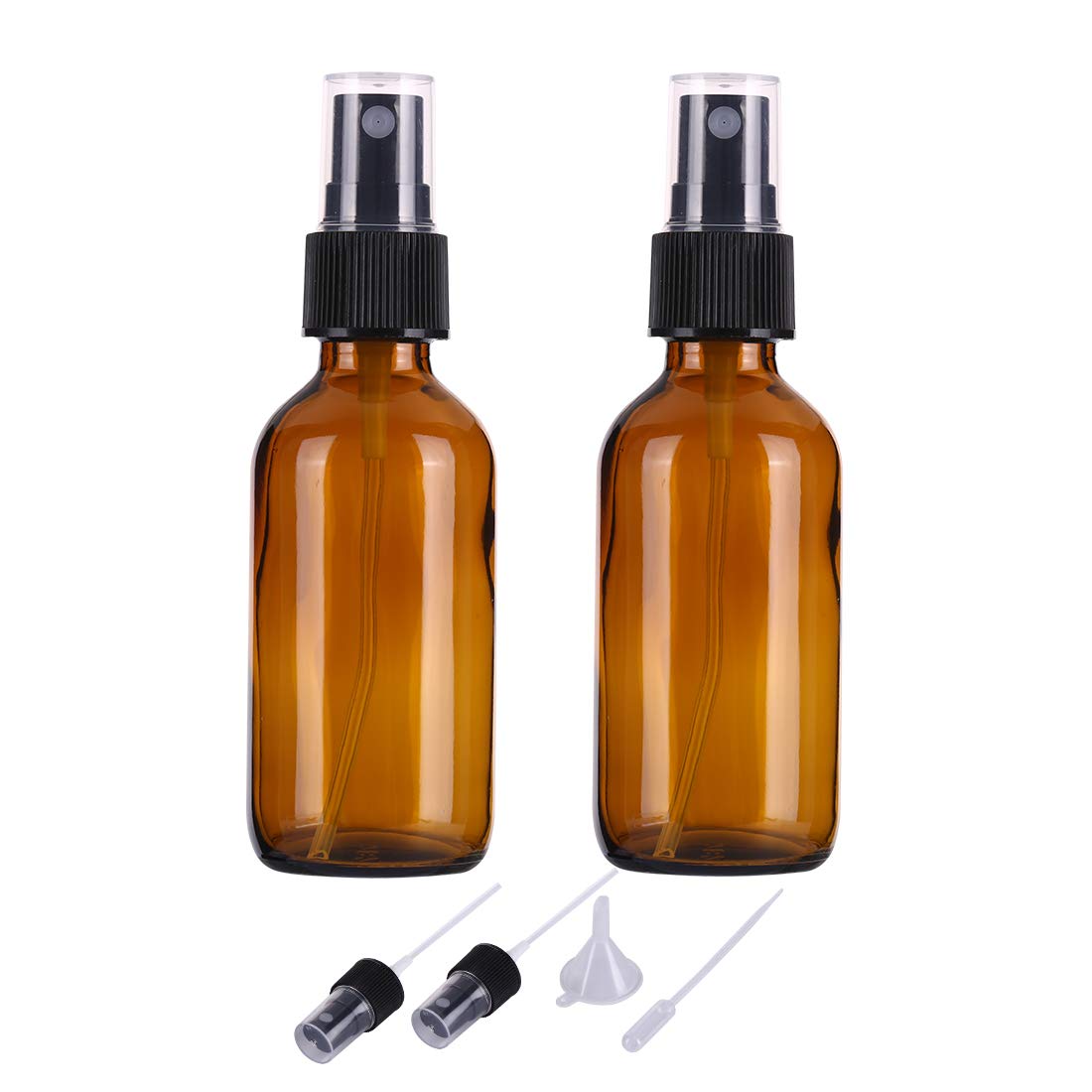 ALIFEIA 60ml Empty Amber Glass Spray Bottles for Essential Oils,Small Refillable Travel Fine Mist Spray Bottles,Homemade Cleaners and Aromatherapy with Fine Mist Dispenser(2 Pack) 2 Count (Pack of 1)