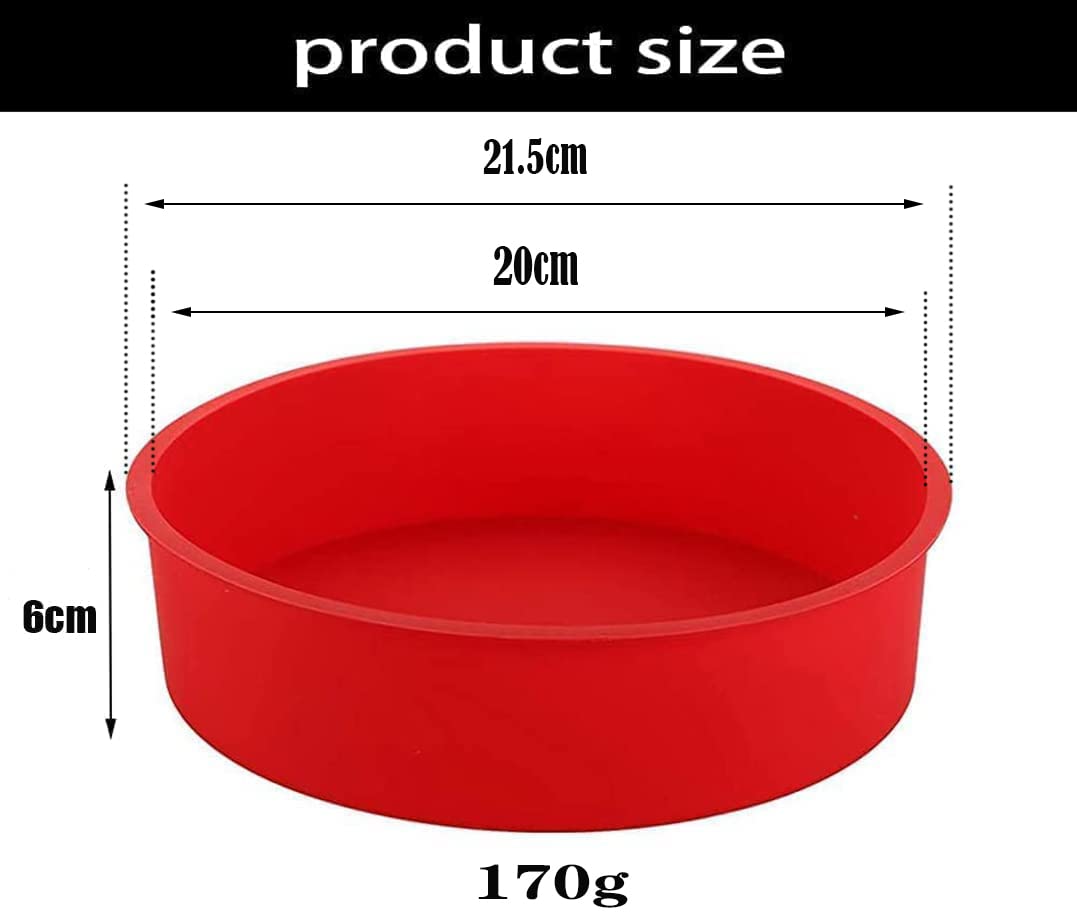 2pcs 8 Inch Silicone Cake Tins for Baking, Silicone Cake Moulds, Round Cake Baking Pan Non-Stick Quick Release Suitable Baking Tray for Cakes Muffins Puddings Bread 8inch