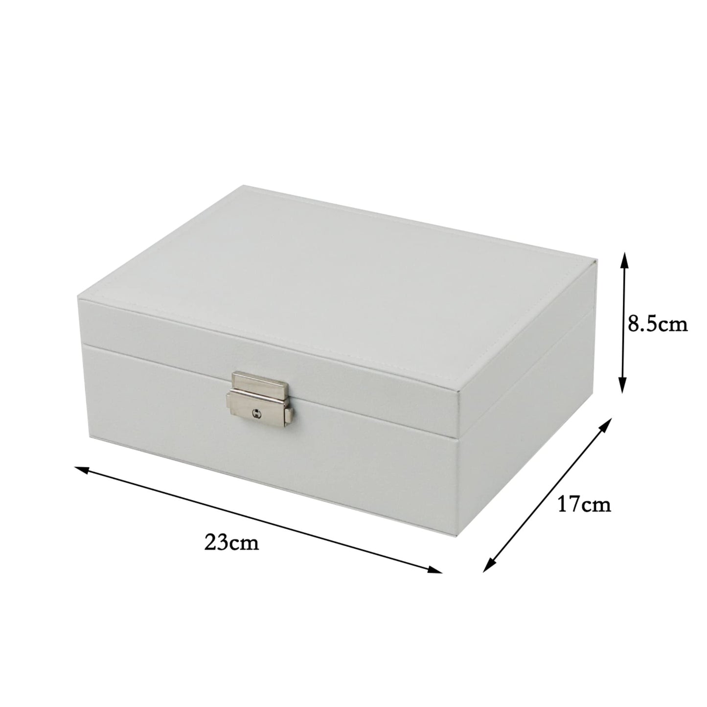 Homeanda Jewellery boxes 2 layer jewellery box Leather jewellery boxes for Women Girls Teens Jewelry organizer box Jewelry Storage box with lock (White) 1#white