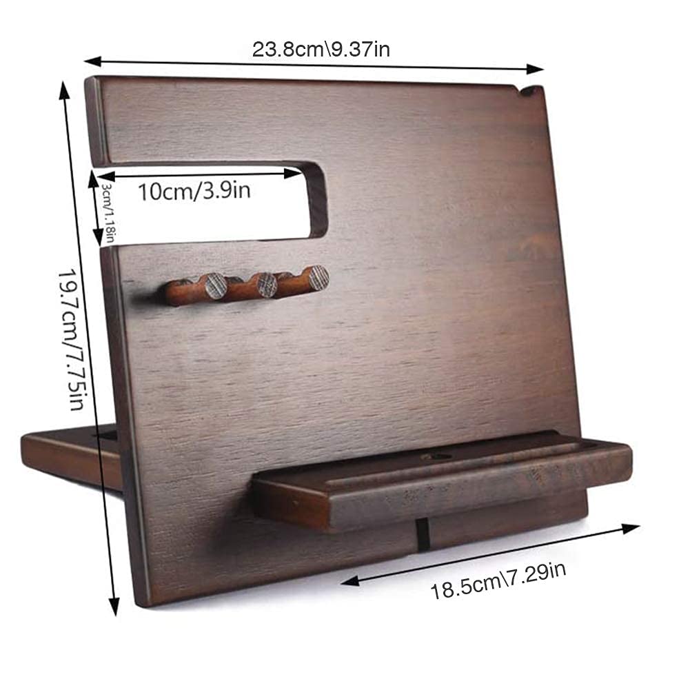 Gifts for Men Bedside Organiser for Him Birthday Gifts for Him Wooden Docking Station for Men Key Wallet Watch Wooden Organizer Gifts for Dad Anniversary Idea Valentines Gifts for Him Husband Wife Brown-1