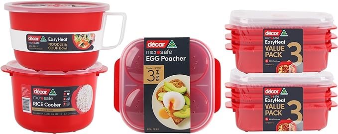 Décor Microsafe EasyHeat Bowl | Microwave Bowl Perfect for Soup, Noodles & Porridge | 1.15L Capacity - Red Noodle & Soup Bowl