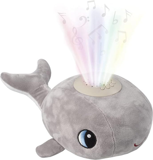 Cacchino’s Ben Baby Sleep Soother and Aid with Musical Baby Night Light Star Projector with Nursery Rhymes and Soothing Sounds, Heartbeat. The Soft Plush Whale is an Ideal Baby Gift. Grey