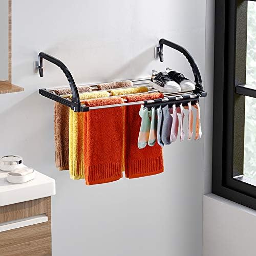 ANEWSIR Radiator Clothes Airer Clothes Drying Rack, Stainless Steel Extendable Foldable Airer Indoor (51-95 cm), Wind-proof Socks Hanger Rack Included. 51-95cm