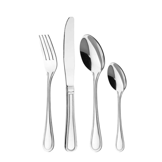 Cutlery Set for 4 People, 16 Pieces - Otto Koning Frankfurt- Stainless Steel Flatware Set, Mirror Polished. Silverware Set with Spoon Knife and Fork. Classic & Simple Design Set 16 Pieces