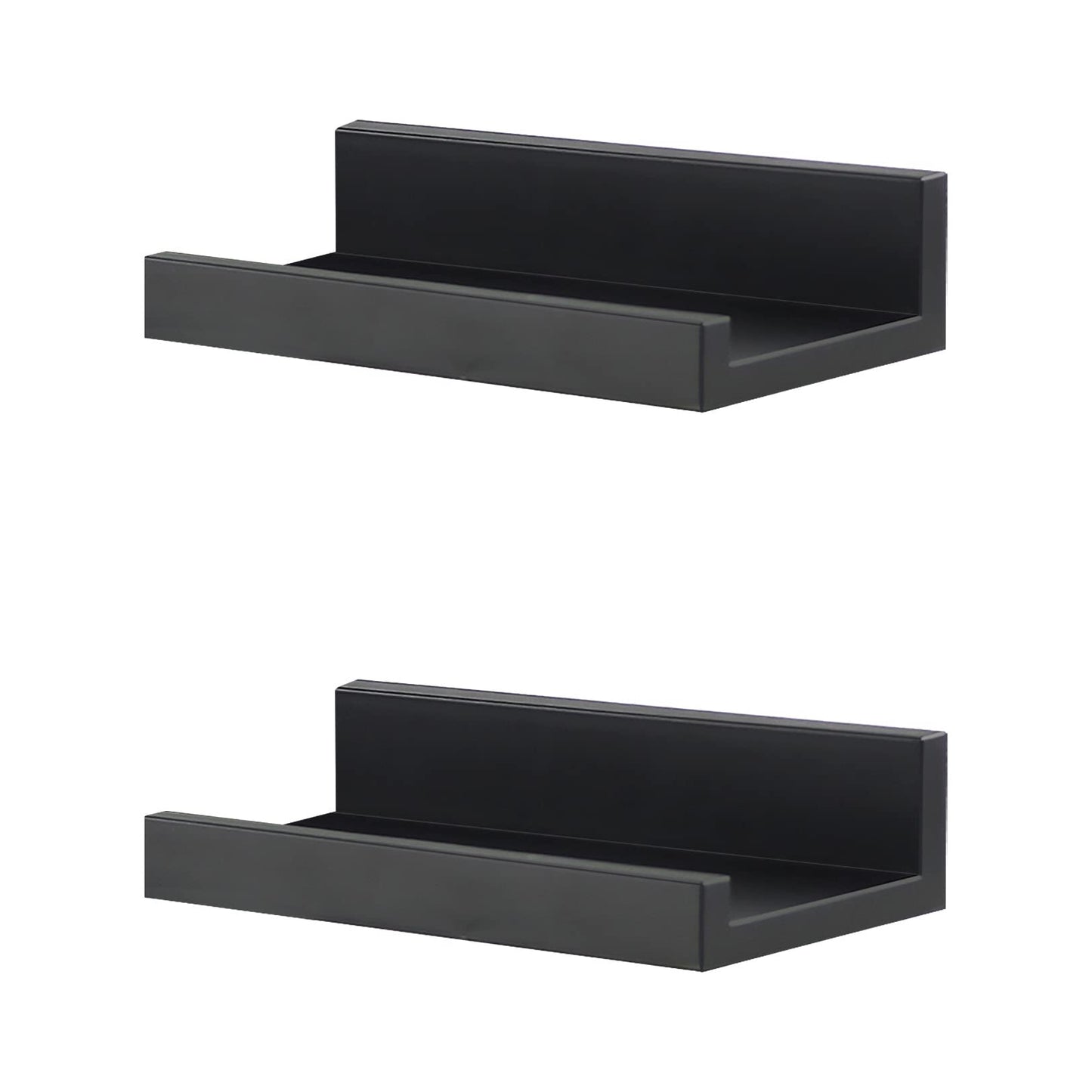 GEEZY Set of 2 Floating Wall Shelves Picture Ledge Display Racks Book Hanging Shelf (Black, 30 x 10 x 5 cm) Black