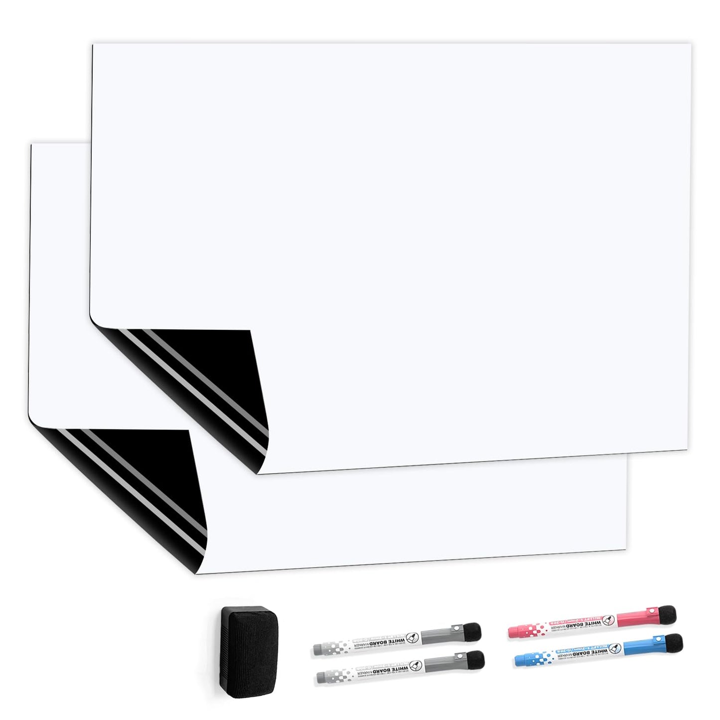 CUHIOY Whiteboard Magnetic Fridge White Board 2Pcs 50X30CM for Home Kitchen,Reminder Notice Memo Board for Office,Daily Weekly Planner, Dry Wipe Magnet Boards Menu Shopping List, 4 Markers 1 Eraser 2Pack Magnetic Whiteboard