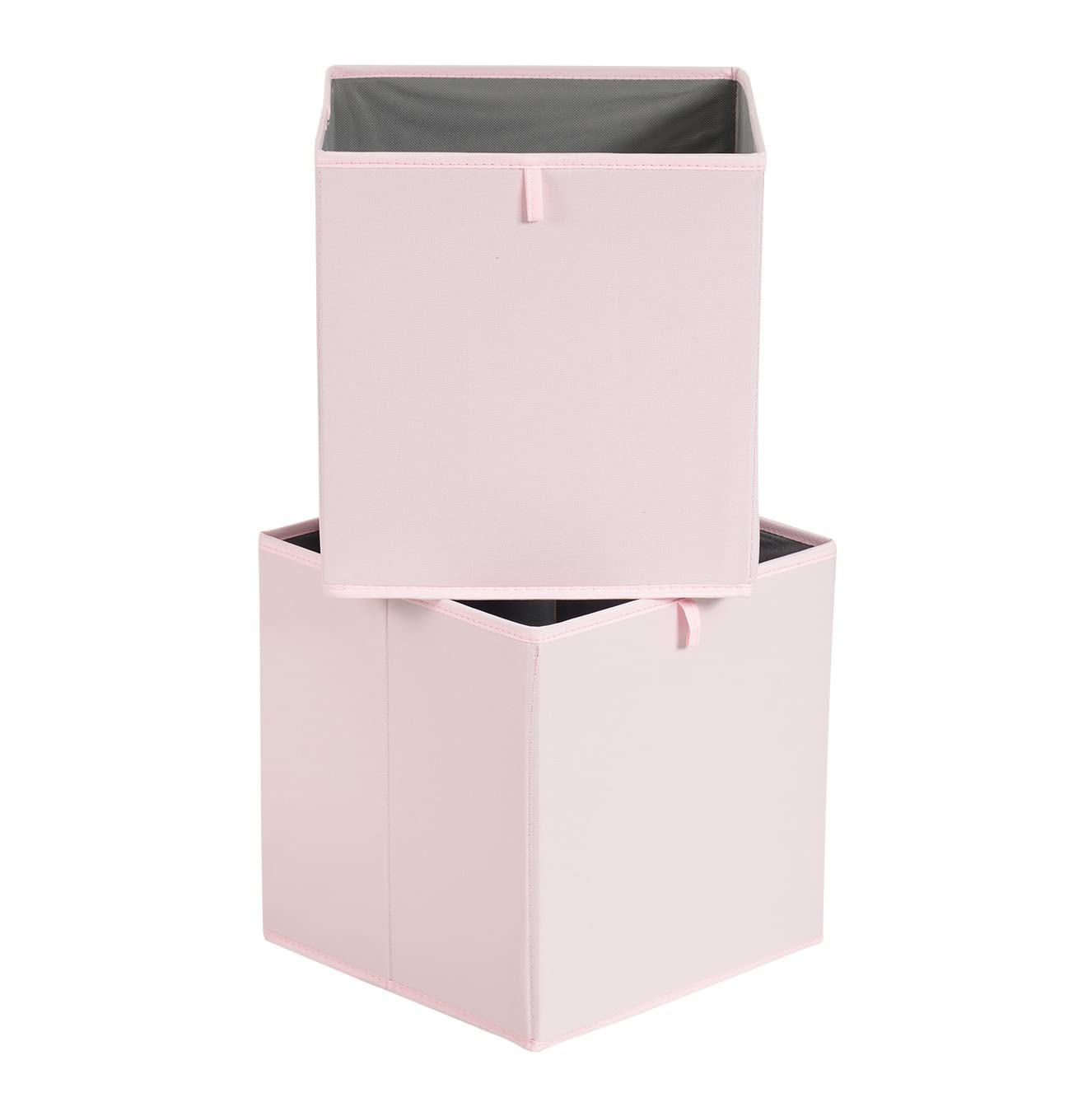 Amazon Basics Collapsible Fabric Storage Cube Organiser Bins, Pack of 6, Peony Pink, 33 x 38 x 33 cm