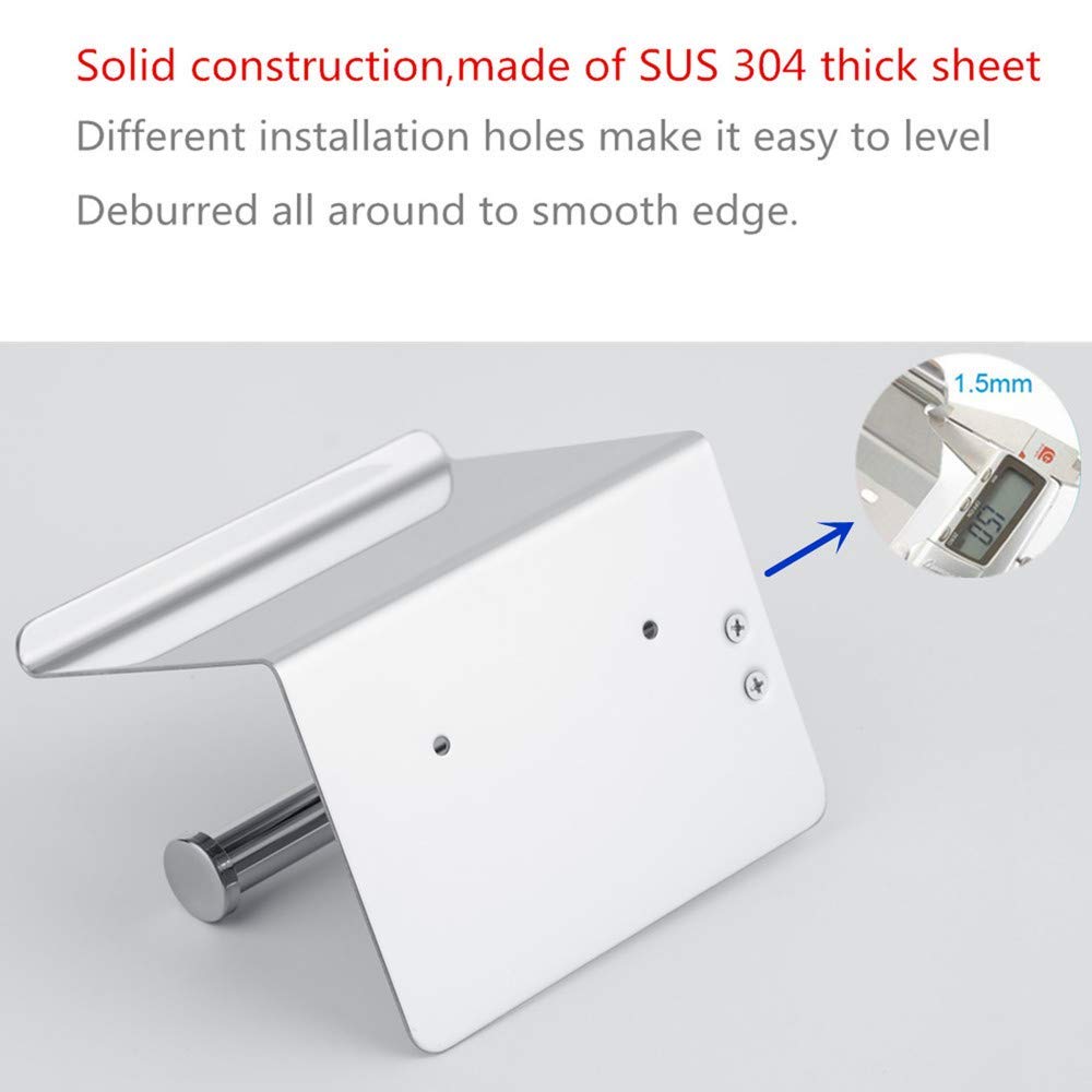 HomeHeng Toilet Paper Roll Holder with Shelf,SUS304 Stainless Steel Polished Chrome Modern Roll Tissue Holder,Self Adhesive and Wall Mounted,Bathroom Kitchen Accessories F928-03B