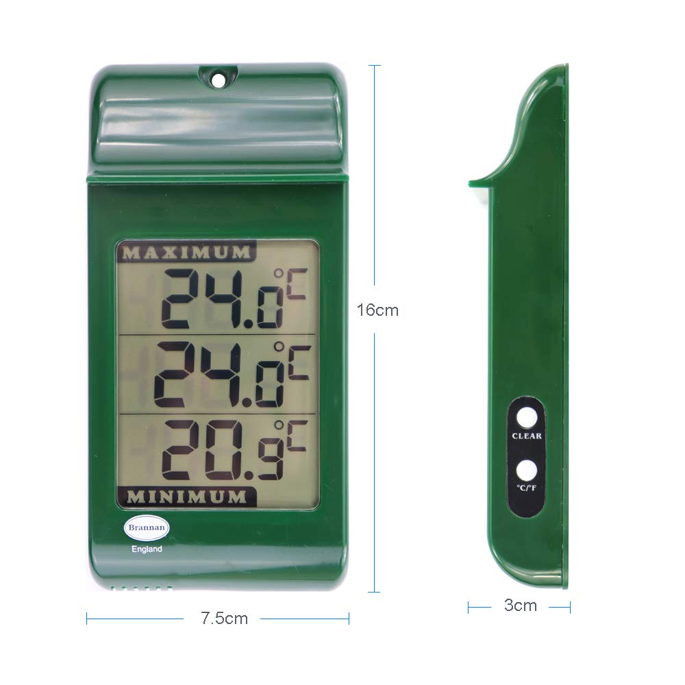 Digital Max Min Greenhouse Thermometer - Monitor Maximum and Minimum Temperatures For Use In The Garden Greenhouse or Home Indoor Outdoor Greenhouse Accessories Easily Wall Mounted